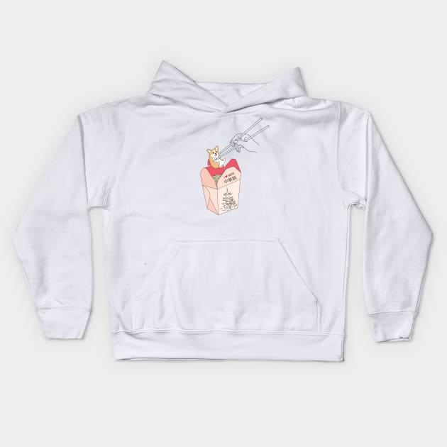 Corgi Noodles Kids Hoodie by SuperrSunday